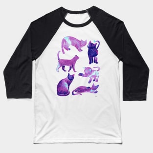 Galaxy Cats Pattern - Pink & Purple Baseball T-Shirt